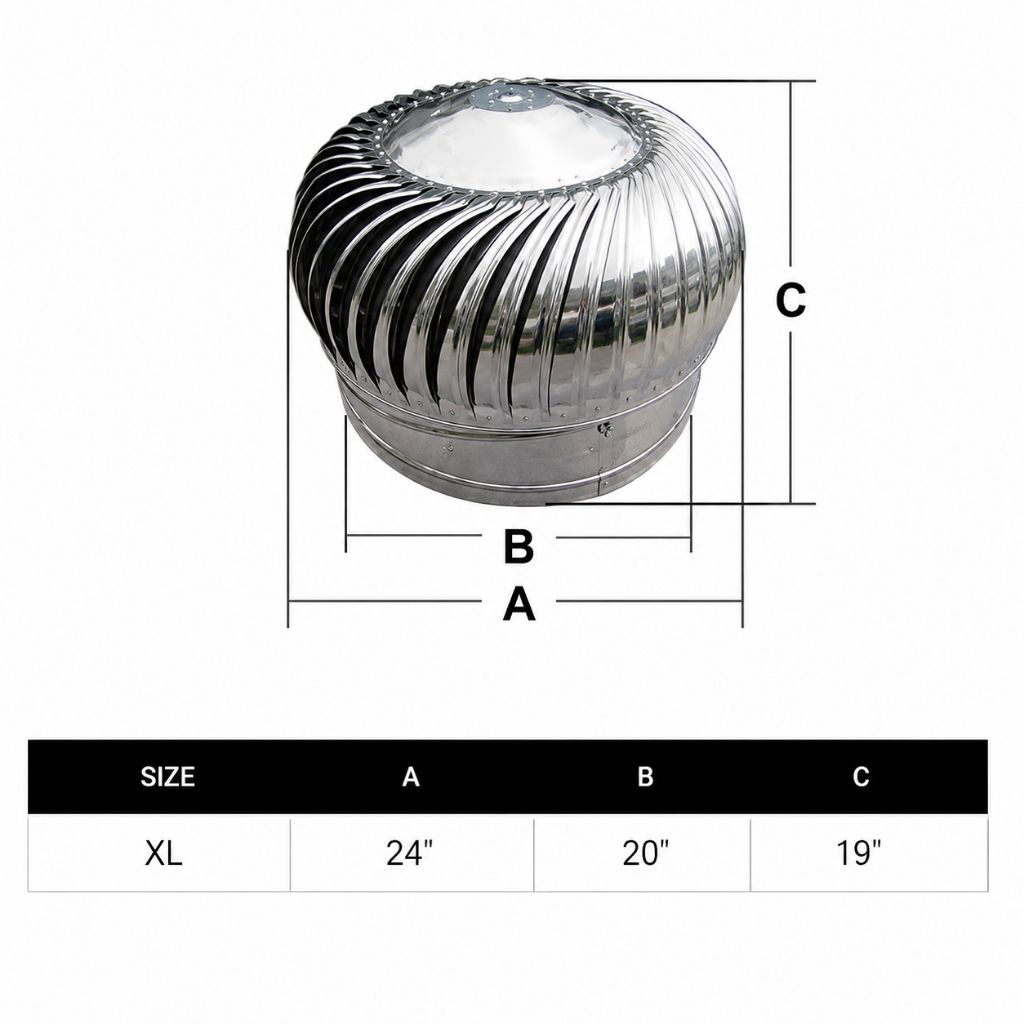 24" Turbine Ventilator SUS 304 Roof Ventilation Wind Turbine Ready Stock - Image 9
