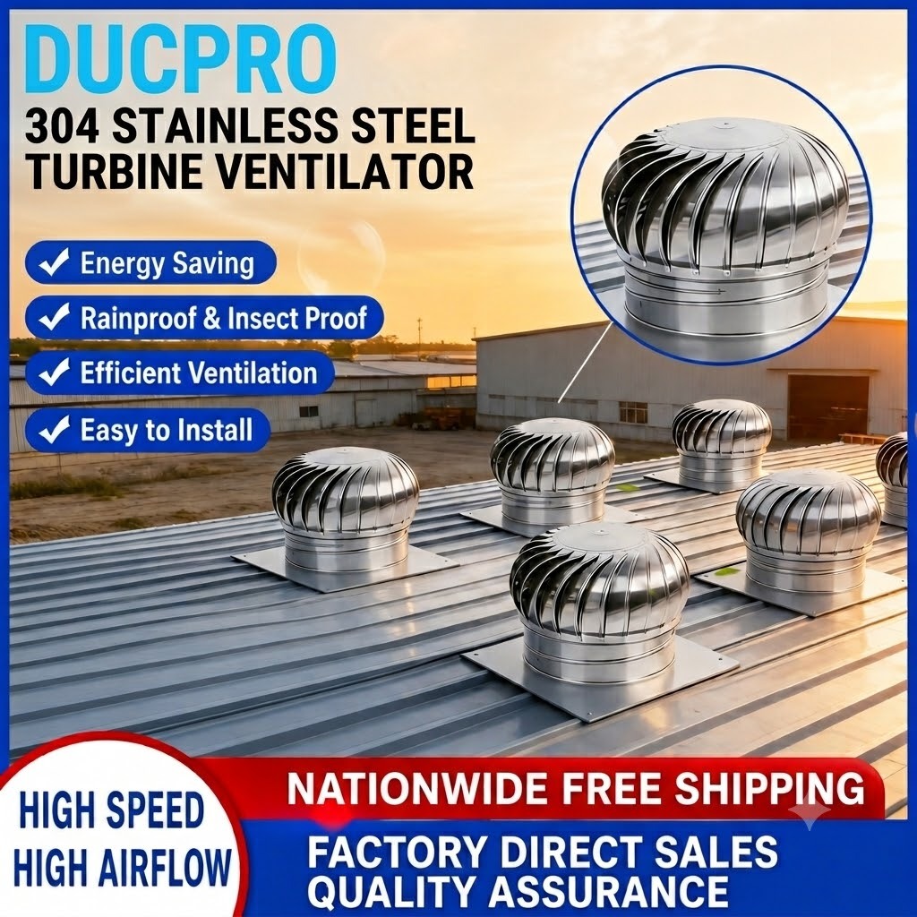 24" Turbine Ventilator SUS 304 Roof Ventilation Wind Turbine Ready Stock
